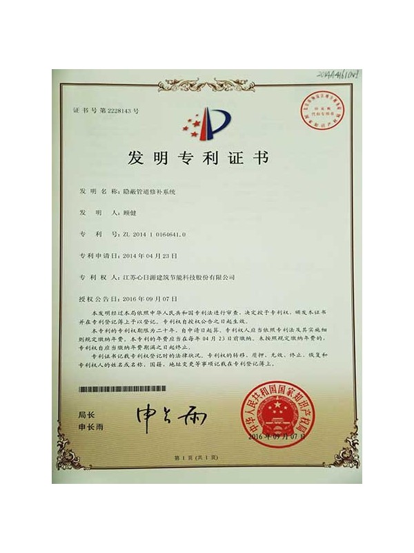 隱蔽管道修補系統(tǒng)